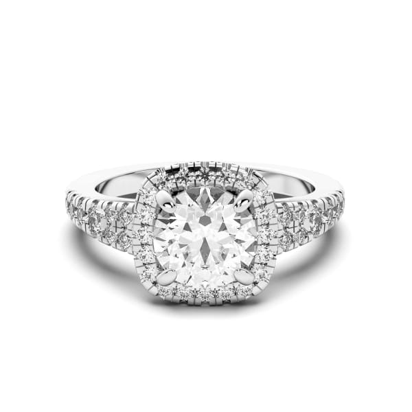 Budapest Round Cut Engagement Ring, Default, 14K White Gold, Platinum