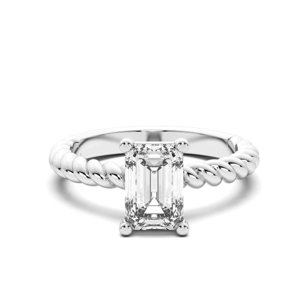 Fiji Emerald Cut Engagement Ring, Default, 14K White Gold,