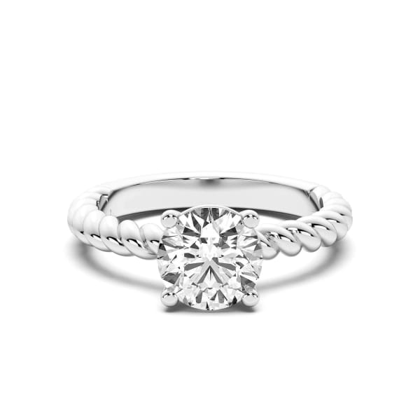 Fiji Round Cut Engagement Ring, Default, 14K White Gold,