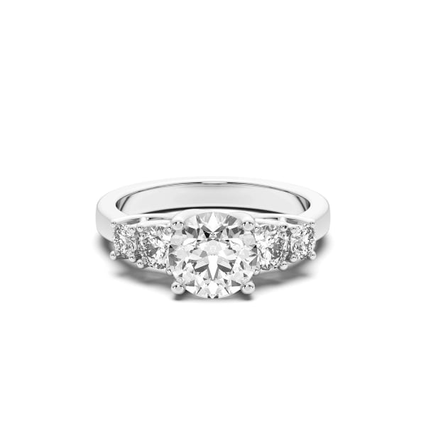 Five Stone Classic Round Cut Engagement Ring, Default, 14K White Gold,