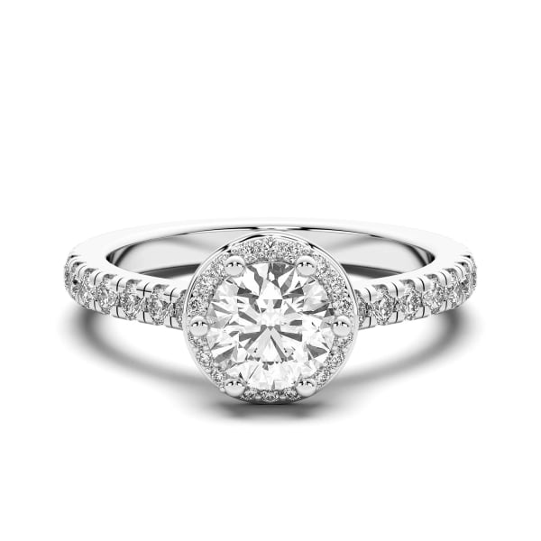 Monarch Round Cut Engagement Ring, Default, 14K White Gold,
