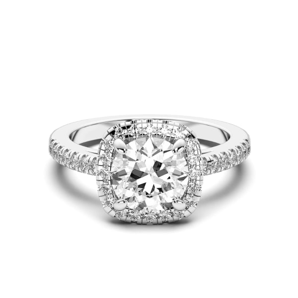 Naples Round Cut Engagement Ring, Default, 14K White Gold, Platinum