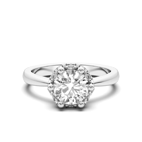 Nottingham Engagement Ring With 1.00 Ct Round Center DEW Ring Size 5-6.5  14K White Gold Moissanite, Default,