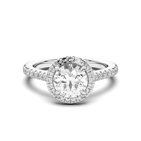 Prague Round Cut Engagement Ring, Default, 14K White Gold, Platinum