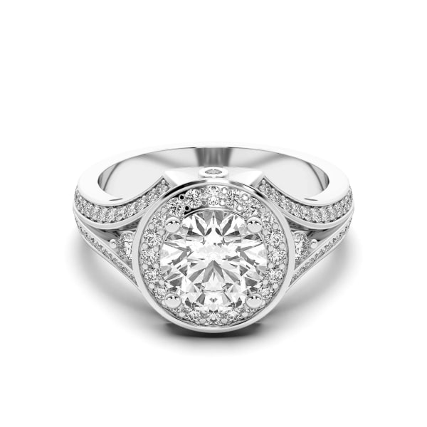 Rhodes Round Cut Engagement Ring, Default, 14K White Gold,