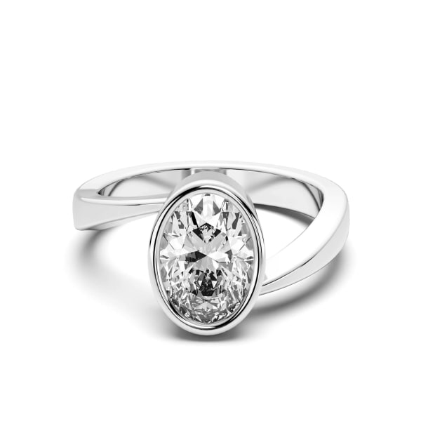 Rome Oval Cut Engagement Ring, Default, 14K White Gold,
