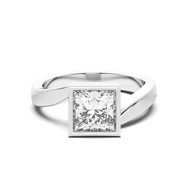 Rome Princess Cut Engagement Ring, Default, 14K White Gold,