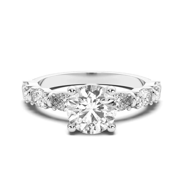 Sestina Round cut Engagement Ring, Default, 14K White Gold,