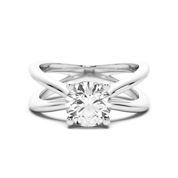 Tahiti Split Band Round Cut Engagement Ring, Default, 14K White Gold,