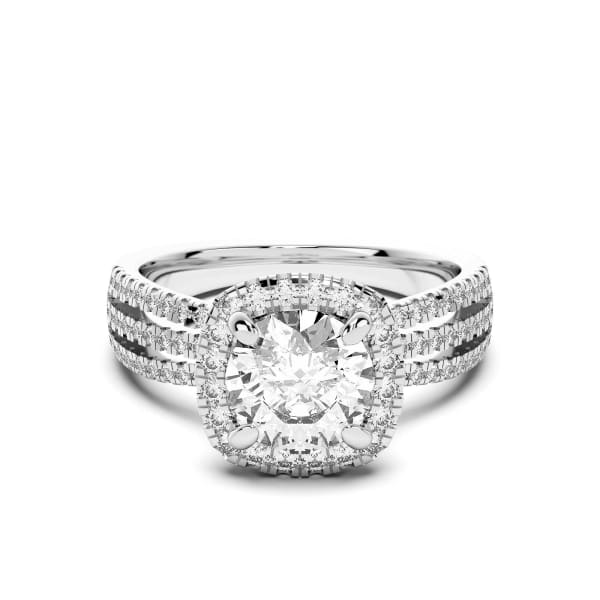 Versailles Round Cut Engagement Ring, Default, 14K White Gold,