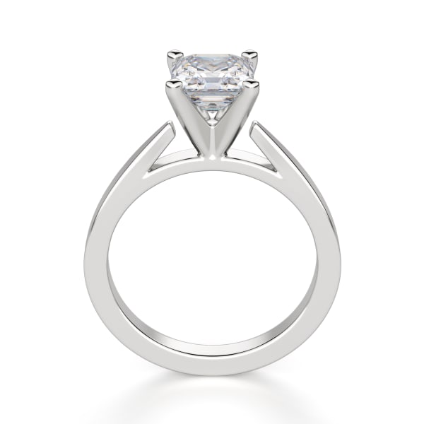 Cathedral Asscher Cut Solitaire Engagement Ring, 14K White Gold, Hover, 
