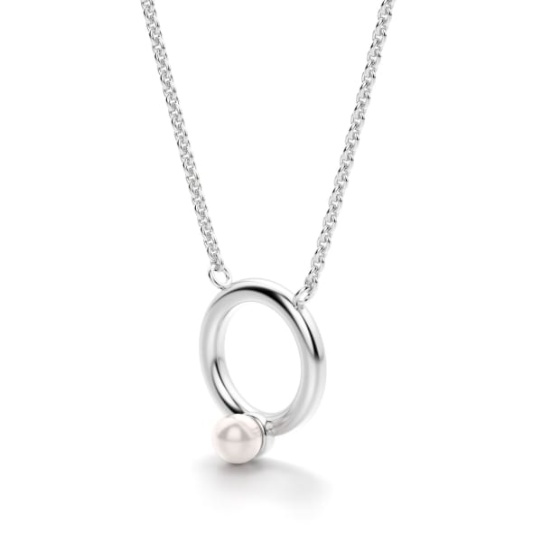 Pearl Circle Necklace, Sterling Silver, Hover