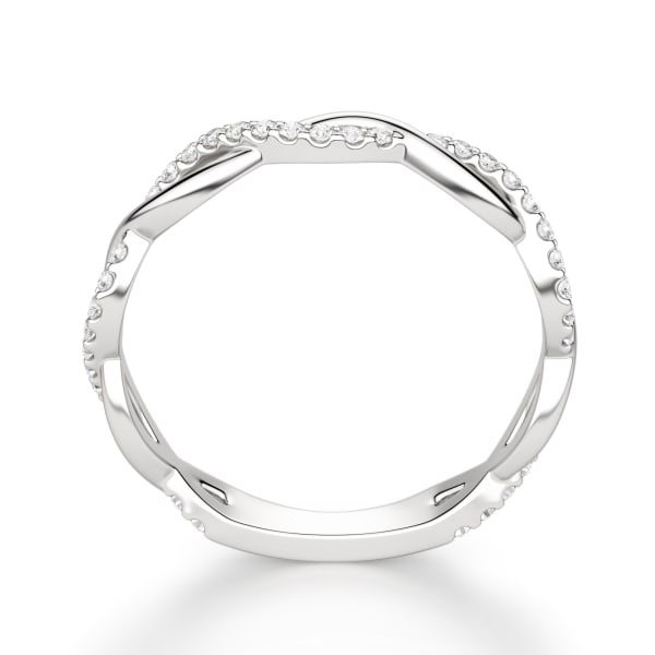 Winding Roads Wedding Band Ring Size 7-7.5 14K White Gold Lab Grown Diamond, Hover, 