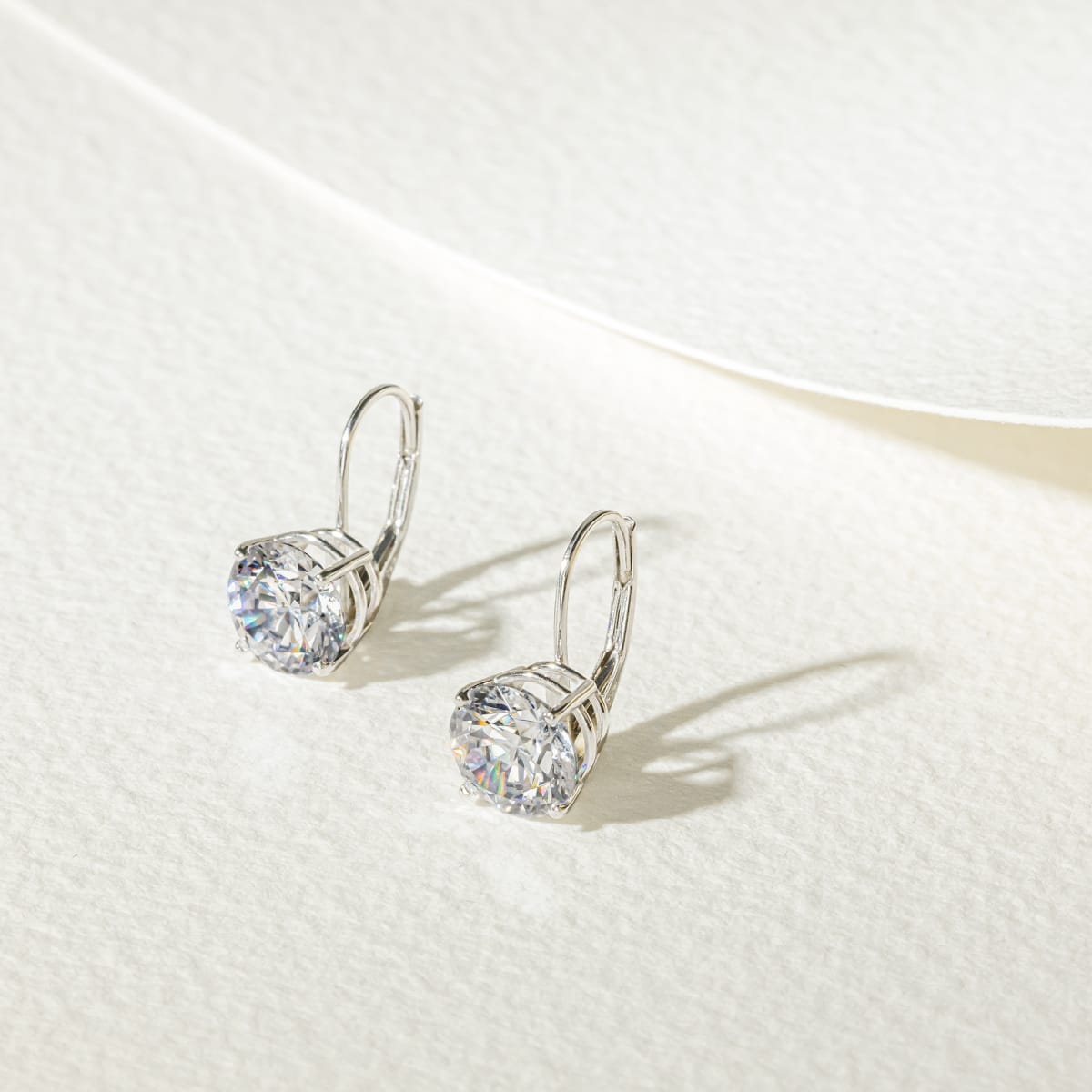 Renee Earrings With 1.50 Cttw Round Centers DEW, 14K White Gold, Moissanite