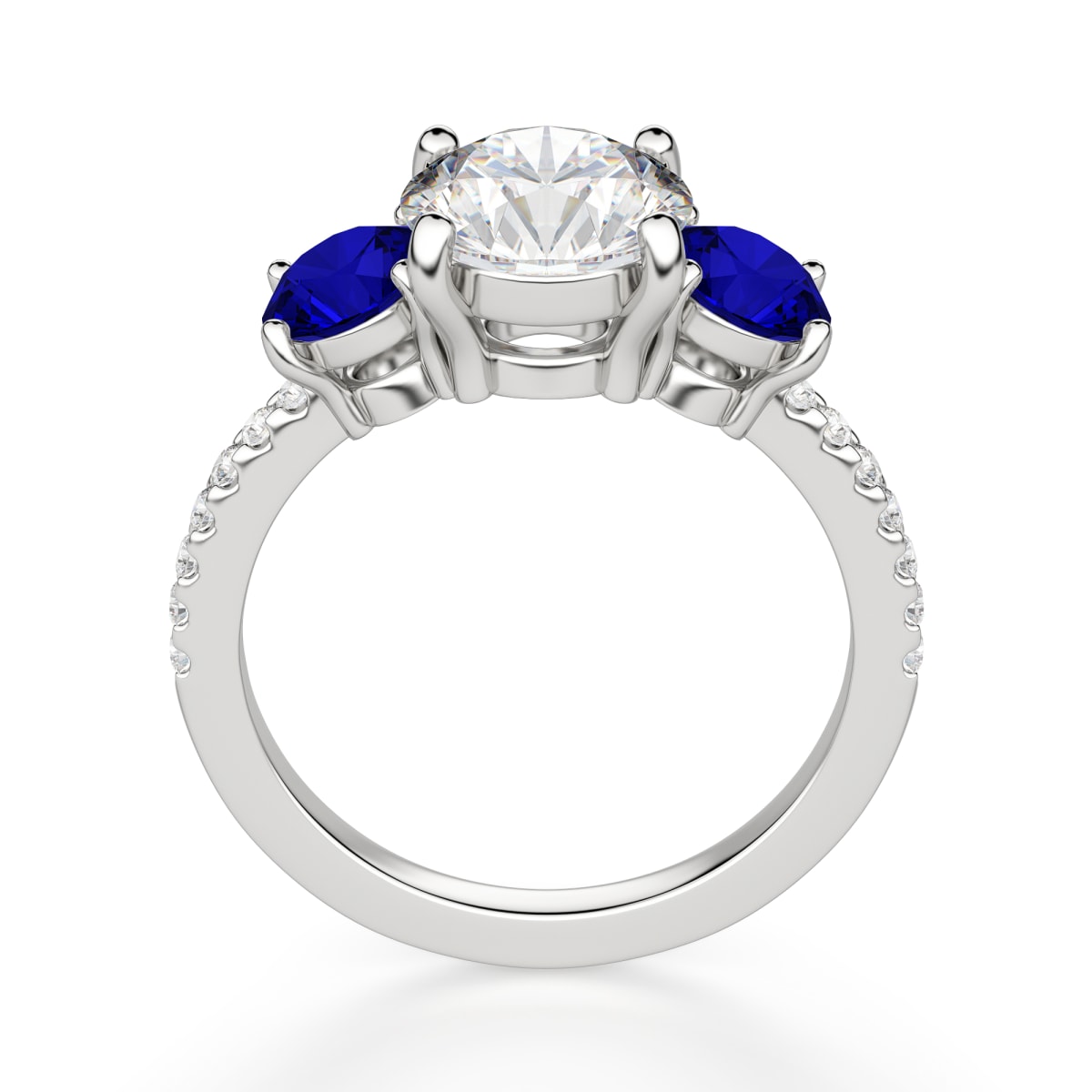 Hexagon Setting Diamond + Sapphire Side Stone White Gold Engagement Ring —  G.V. Jewelry | Custom Jewelry Chicago | Andersonville Jewelry Store &  Repairs