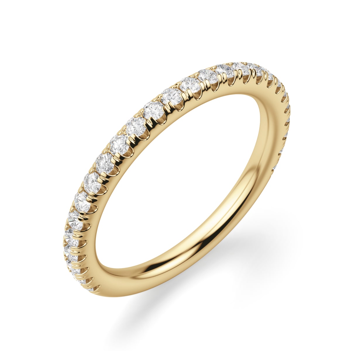 Arezzo Accented Wedding Band, Ring Size 8, 14K Yellow Gold, Moissanite