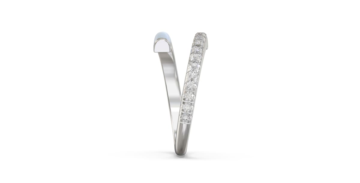 Bypass Ring in Sterling Silver with Single Row of Light Blue Ceramic and Single Row of Lab Grown Diamonds