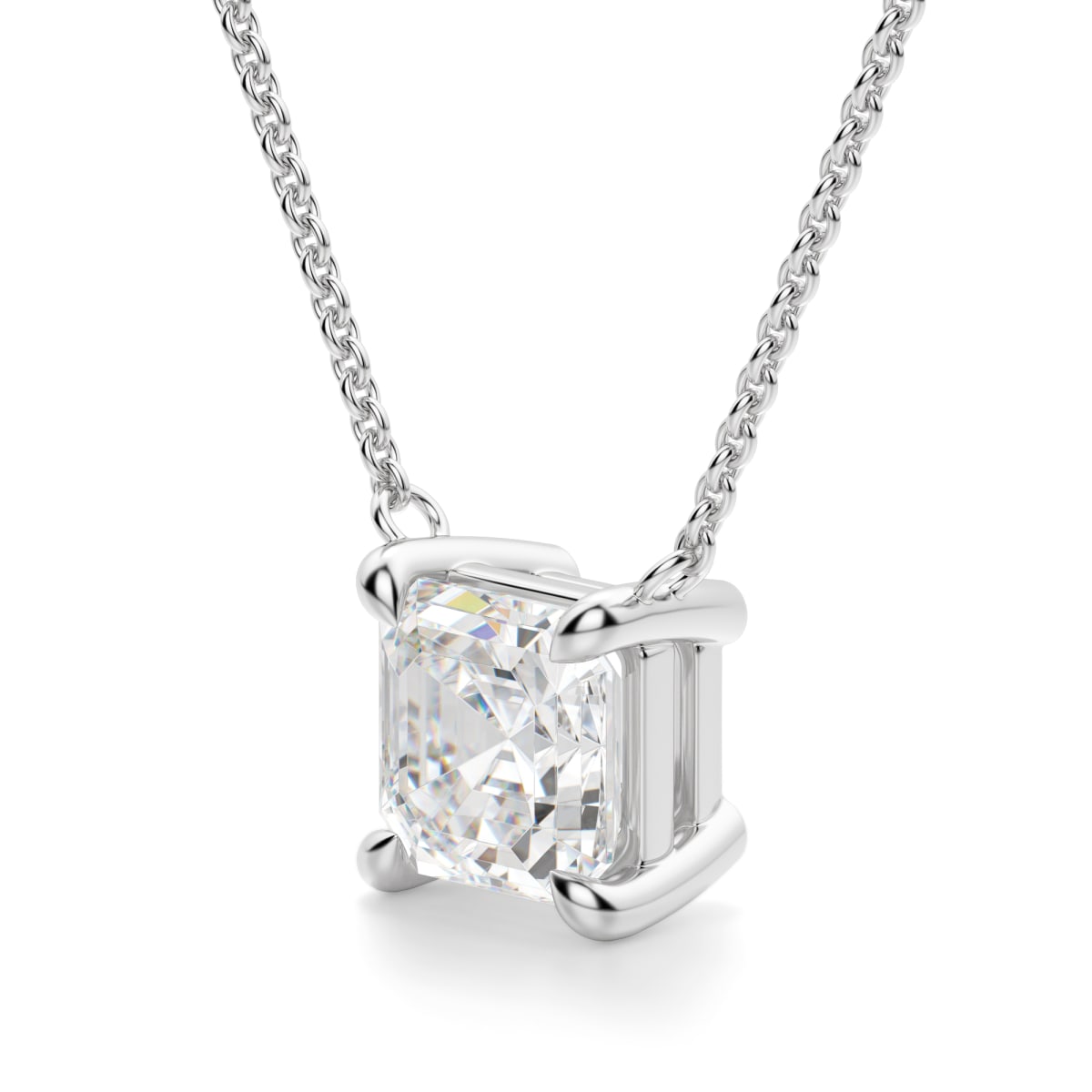 GIA 1.00-ct E/VS1 Asscher Cut Diamond Pendant Necklace 18k white gold -  66mint Fine Estate Jewelry
