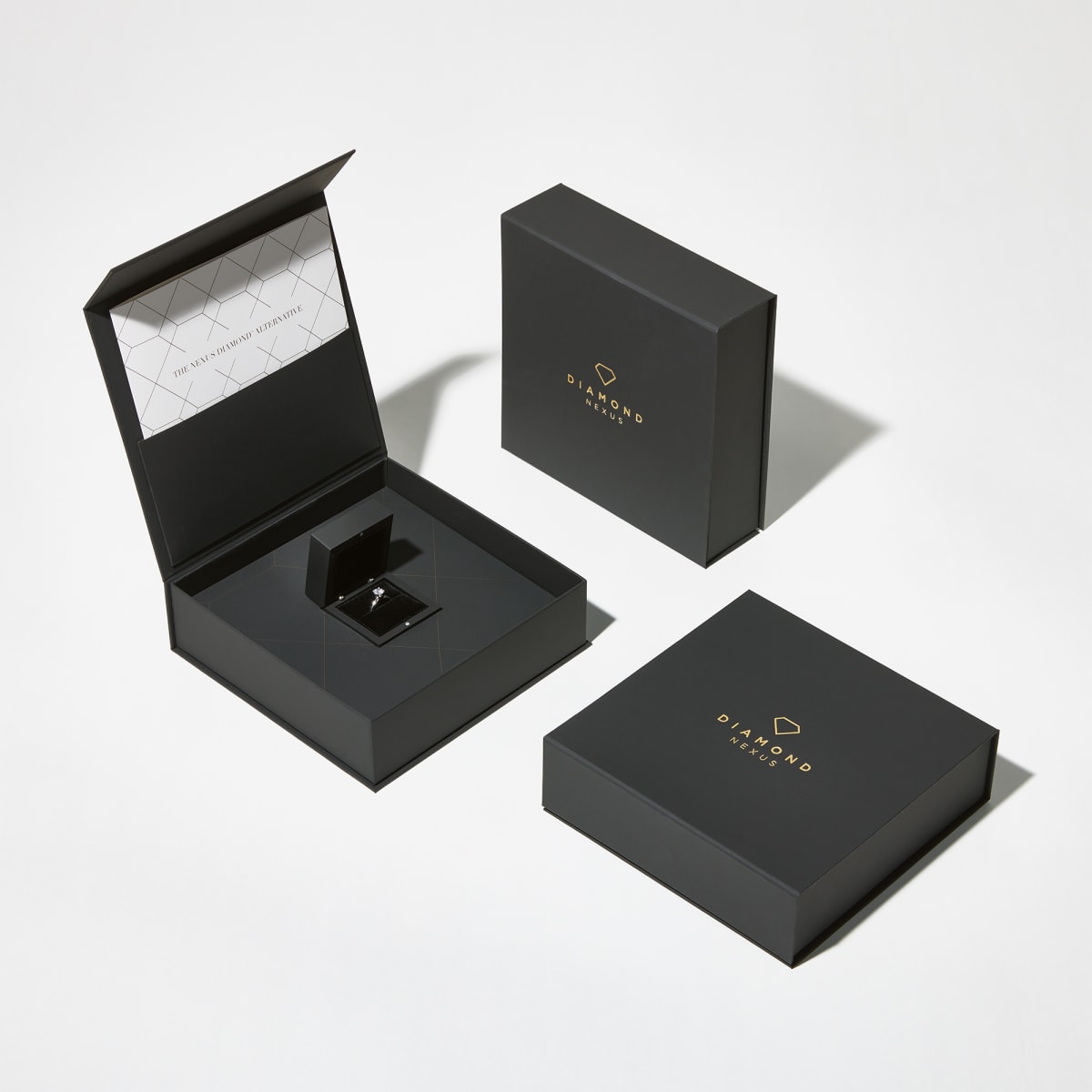 Fiji Engagement Ring With 2.00 ct Pear Center DEW, Ring Size 8, 14K Yellow Gold, Nexus Diamond Alternative