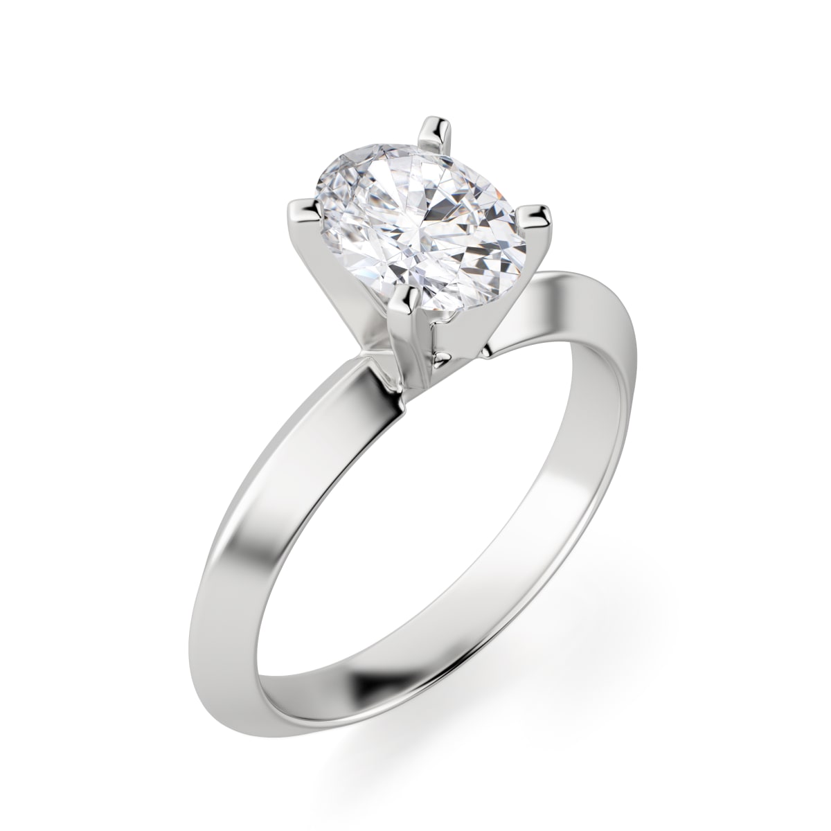 Knife-Edge Classic Engagement Ring With 3.00 ct Oval Center DEW, Ring Size 5.75, 14K White Gold, Nexus Diamond Alternative