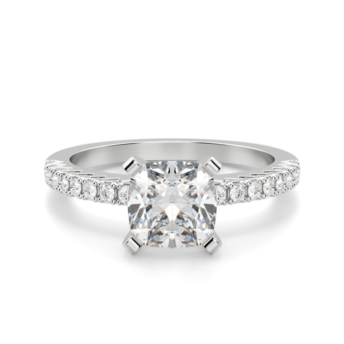 Shana: Three Stone Mixed Metal Round Cut Diamond Engagement Ring With Side  Pears