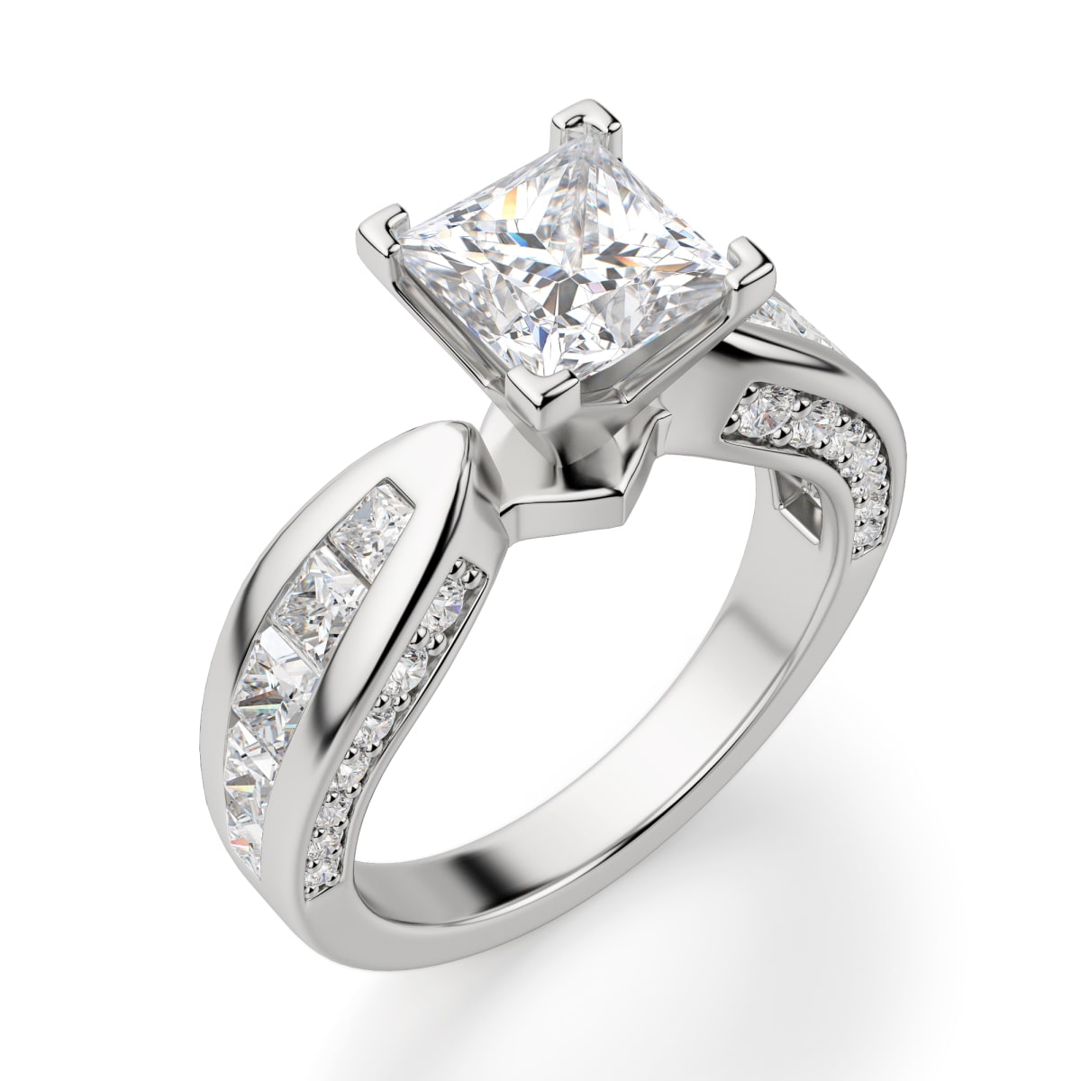 Deco Princess cut Engagement Ring