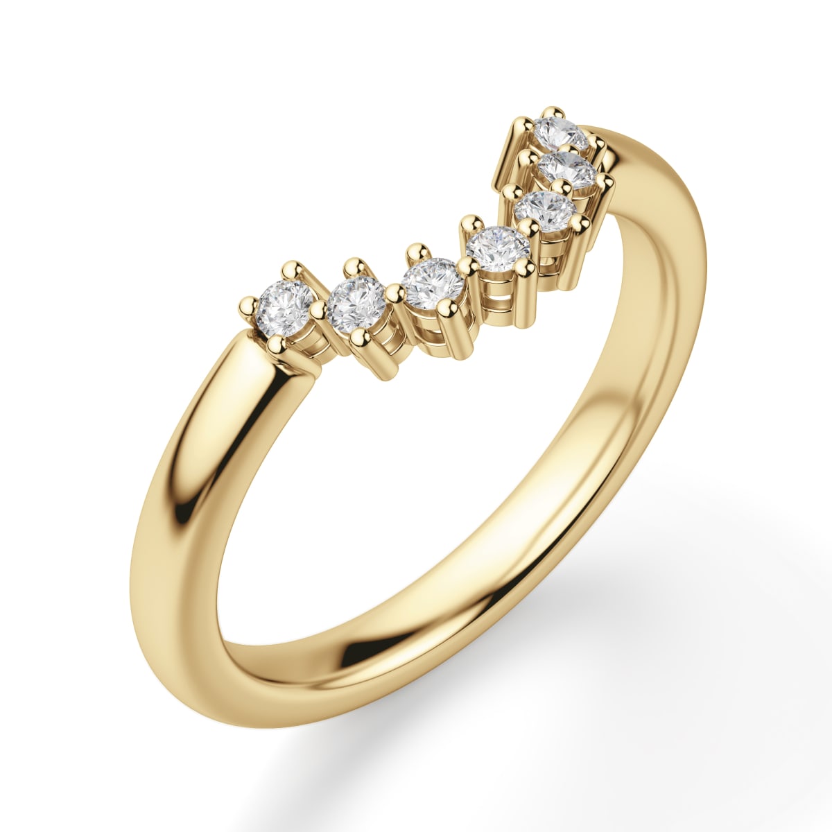 Gallant Wedding Band, Ring Size 7, 14K Yellow Gold, Moissanite
