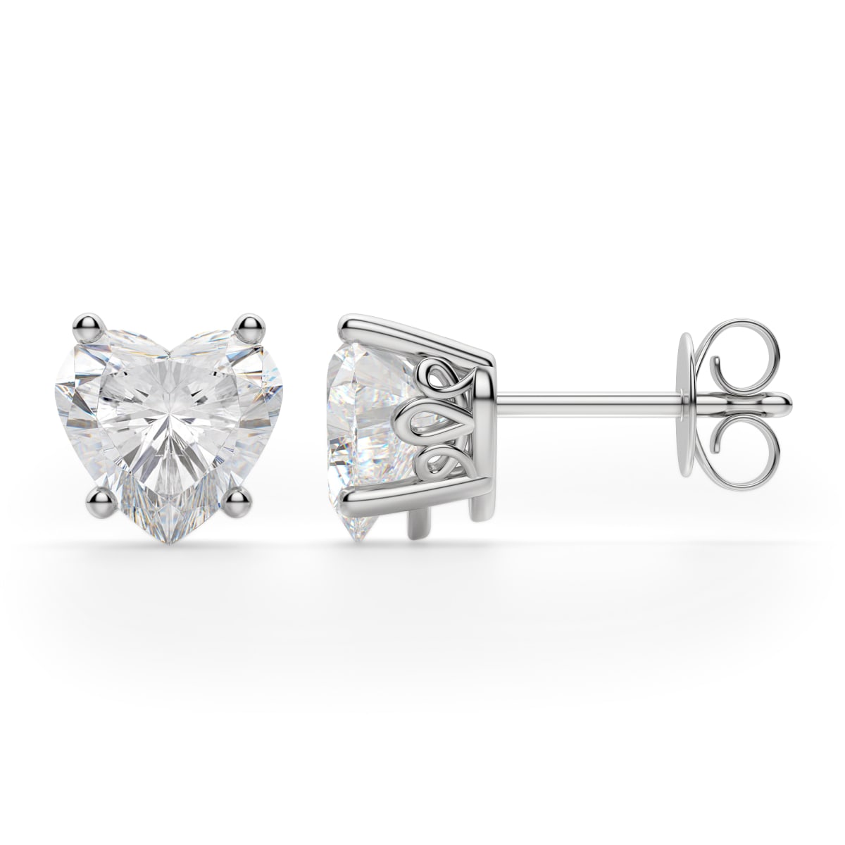 Diamond Heart Stud Earrings - Nuha Jewelers