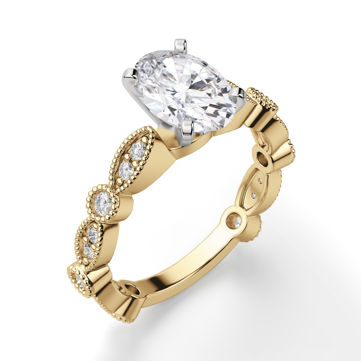 Infinite Love Engagement Ring With 0.50 ct Oval Center, Ring Size 7, 14K Yellow Gold, Lab Grown Diamond