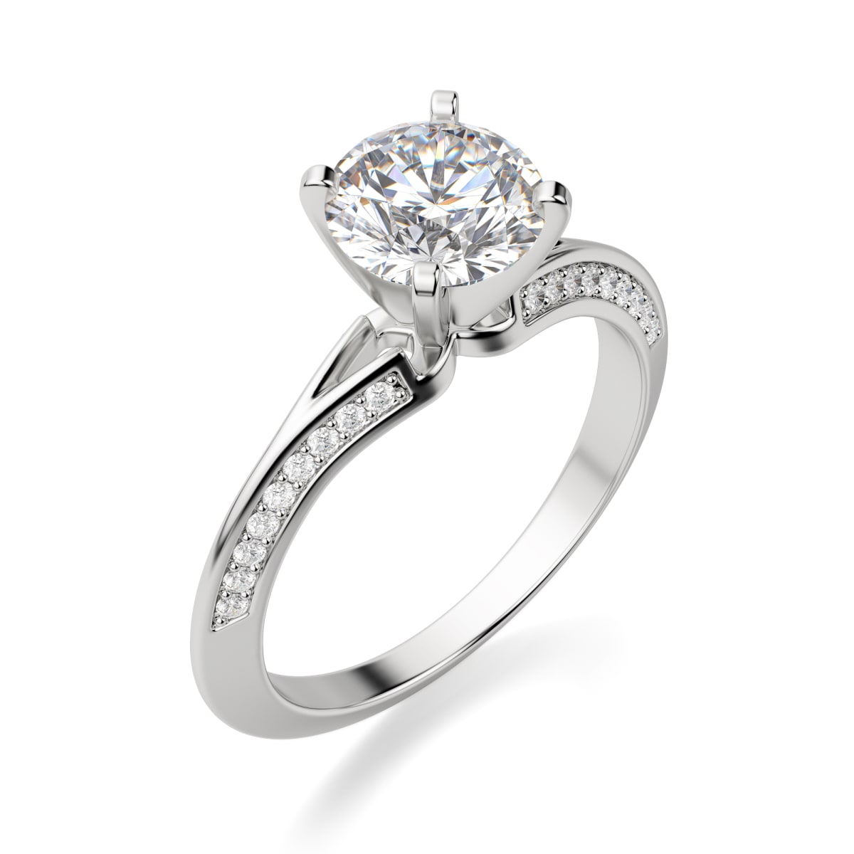 Irene Engagement Ring With 1.00 Round Center Ring Size 9 Platinum Lab Grown Diamond