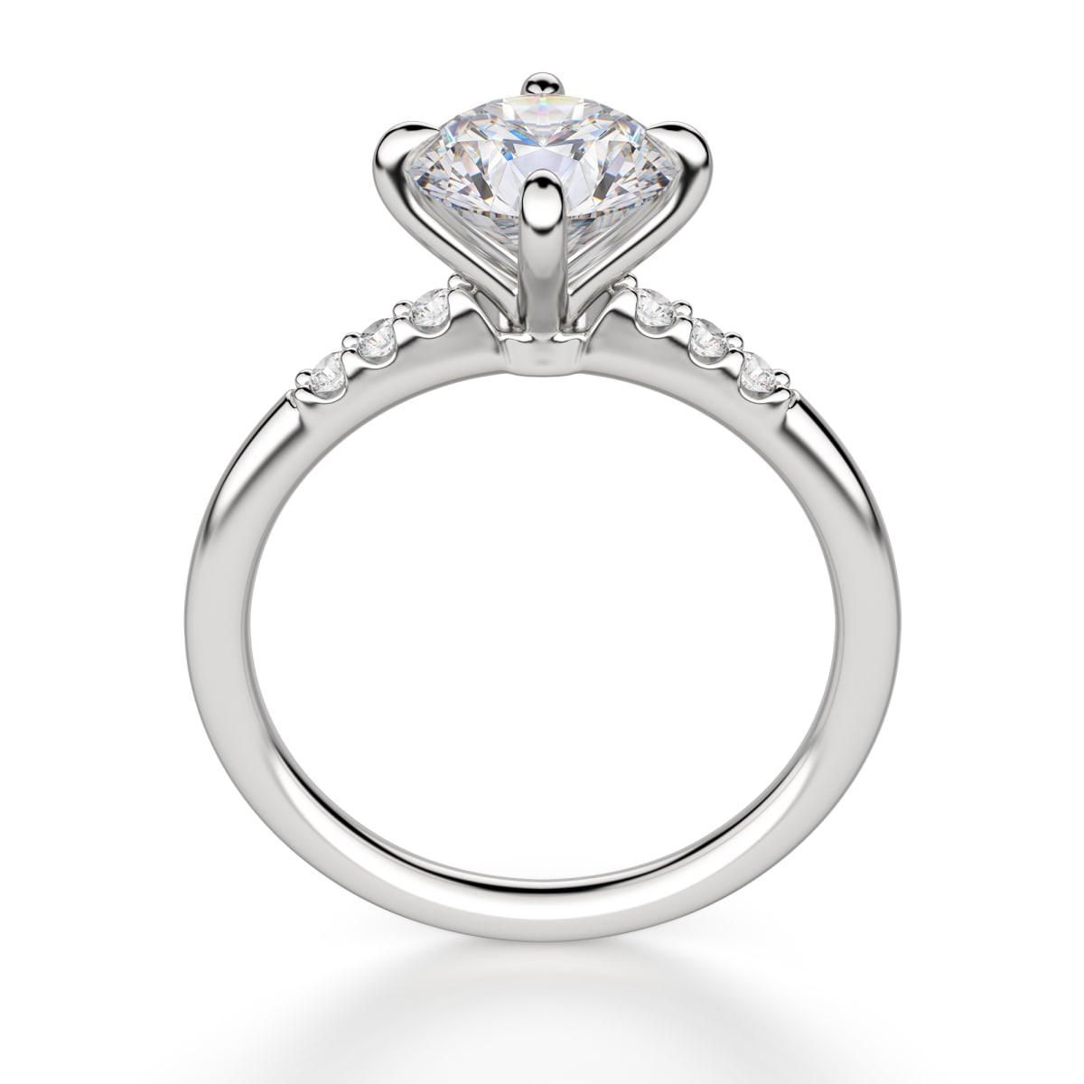 Kite Set Accented Round Cut Engagement Ring
