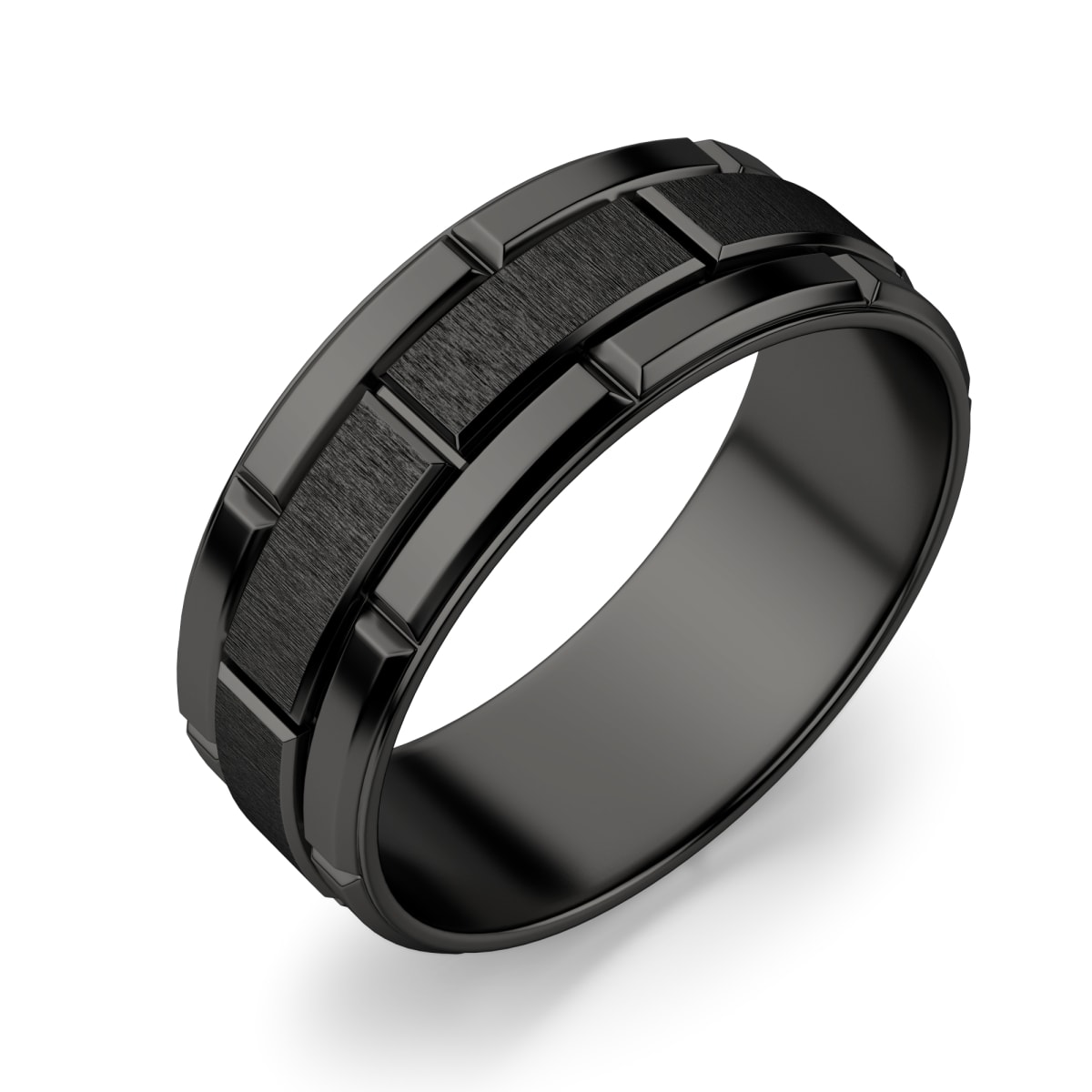 Obsidian Brick Wedding Band Ring Size 9.75 Tungsten