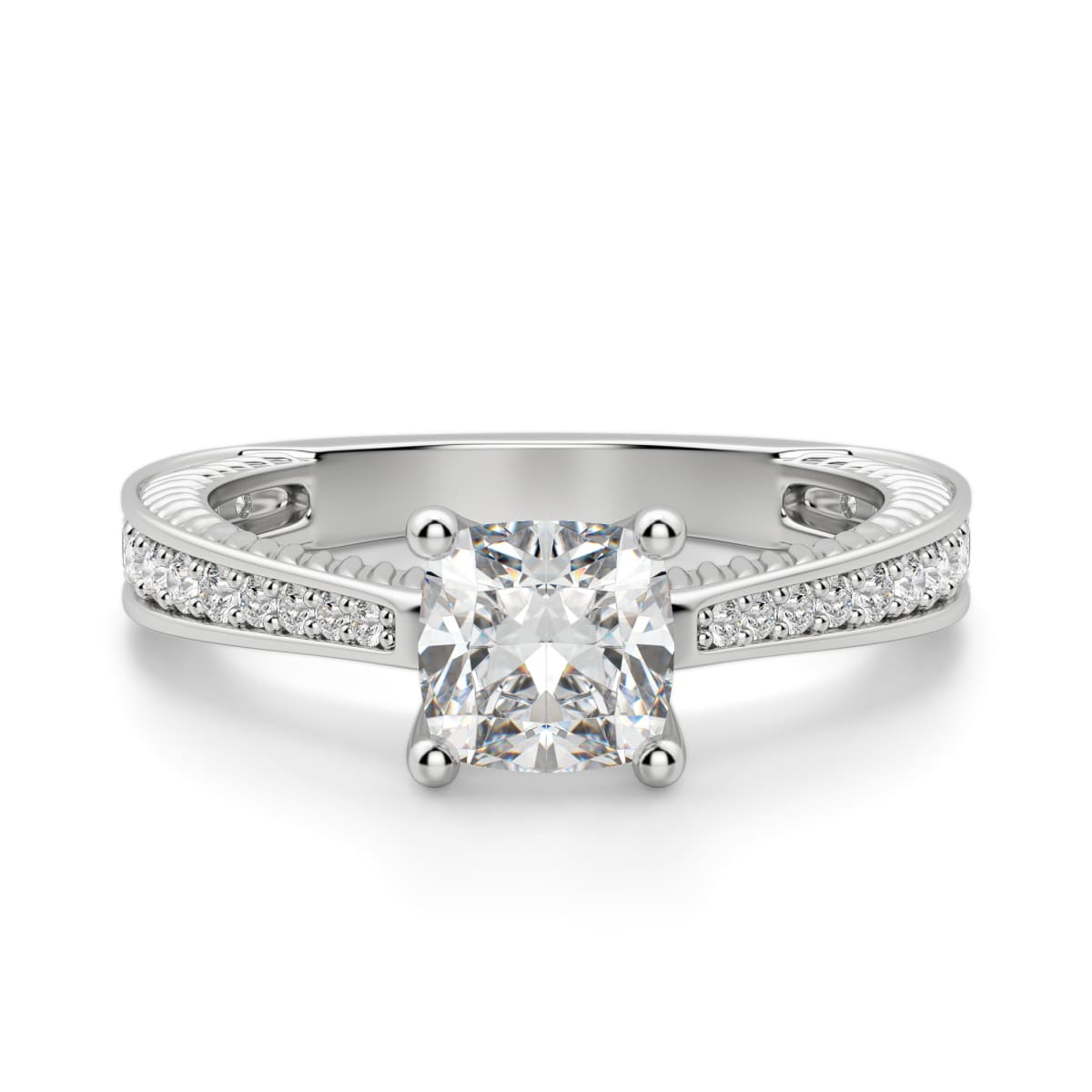 Sage Accented Cushion Cut Engagement Ring