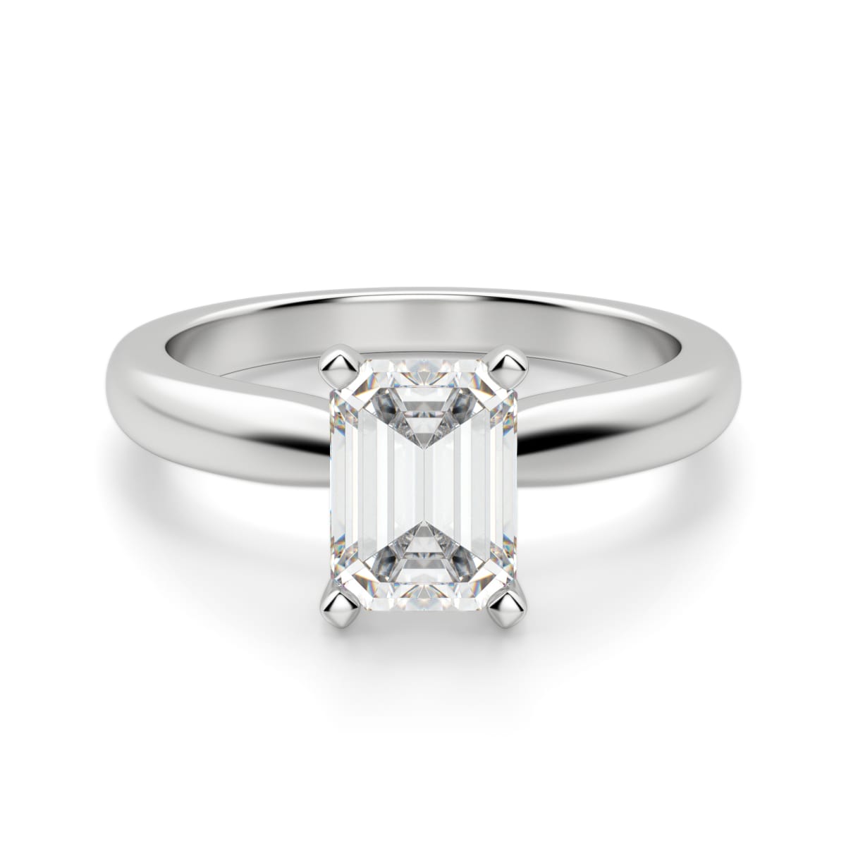 Tapered Classic Emerald Cut Solitaire Engagement Ring