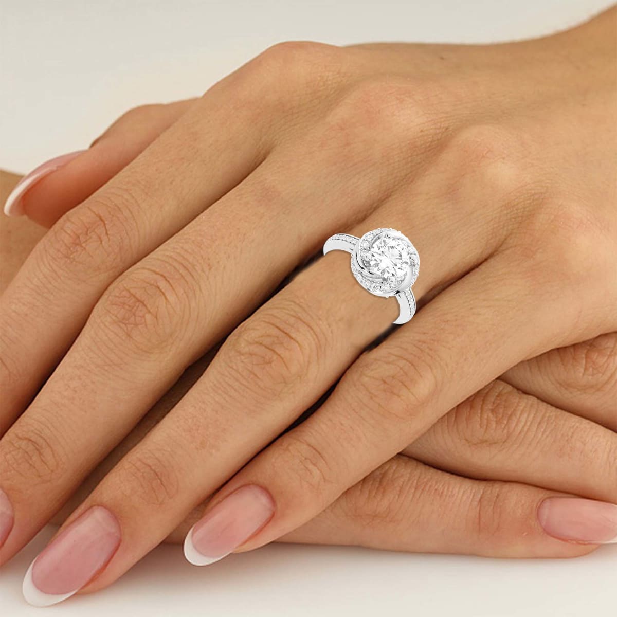 1 3/4 CT Halo Diamond Engagement Ring Round Cut 14K White Gold – Bliss  Diamond
