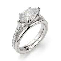 East-West Accented Trellis Marquise cut Engagement Ring