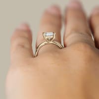 Braided Solitaire Engagement Ring With 1.50 ct Princess Center DEW, Ring Size 7.5, 14K Yellow Gold, Nexus Diamond Alternative