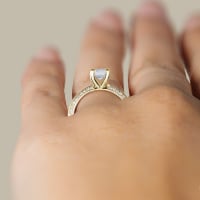 Knife-Edge Accented Engagement Ring With 2.00 ct Emerald Center, Ring Size 6, 14K Yellow Gold, Lab Grown Diamond