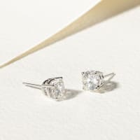 Basket Set Friction Back Stud Earrings With 0.33 Cttw Round Centers 14K White Gold Lab Grown Diamond