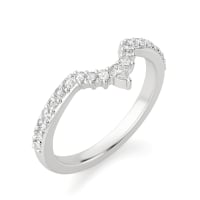 Ascending Contoured Wedding Band, Ring Size 7, 14K White Gold, Lab Grown Diamond