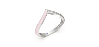 Chevron style Ring in Sterling Silver with  Light Pink Ceramic and Lab Grown Diamond