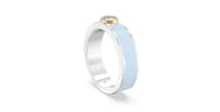 Classic Band in Sterling Silver with Light Blue Ceramic and Round Bezel set Lab Grown Diamond
