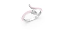 Contemperory Bypass Ring in Sterling Silver with light Pink Ceramic and Pear Shaped Lab Grown Diamond