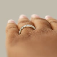 Round Cut Pave Semi Eternity Band, 1 1/4 Tcw DEW, Ring Size 5.75, 14K Yellow Gold, Moissanite