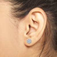 7 Stone Cluster Earrings, 1.00 Tcw, 10K White Gold, Lab Grown Diamond