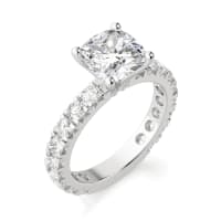 Gwyneth Engagement Ring With 1.50 ct Cushion Center DEW, Ring Size 8, 14K White Gold, Moissanite