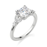 Haven Engagement Ring With 2.00 Ct Asscher Center DEW Ring Size 7.5 14K White Gold Moissanite 