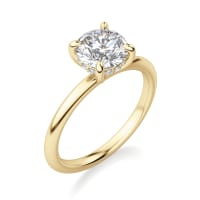 Hidden Halo Classic Engagement Ring With 1.75 ct Round Center DEW, Ring Size 7, 14K Yellow Gold, Moissanite