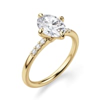 Kite Set Accented Engagement Ring With 1.25 Ct Oval Center DEW Ring Size 6.5-8.5 14K Yellow Gold Moissanite