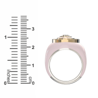 Light Pink Ceramic Ring in Sterling Silver with Oval Cut and Straight Baguette Lab Grown Diamonds
